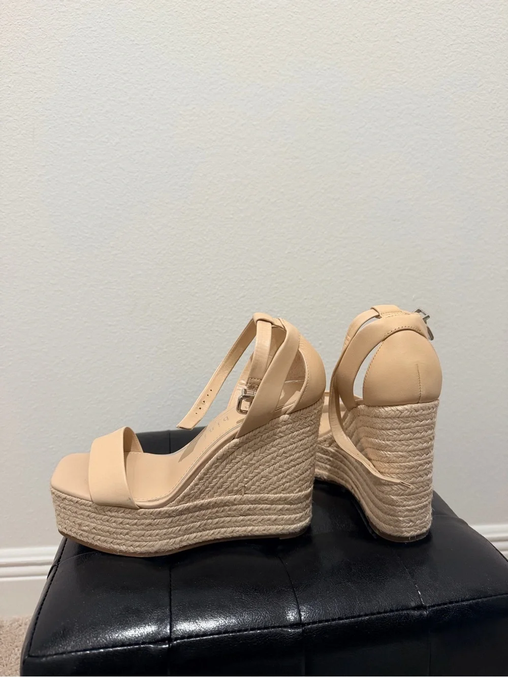 Gianni Bini Nude Beige Platform Espadrille Sandals with Ankle Strap